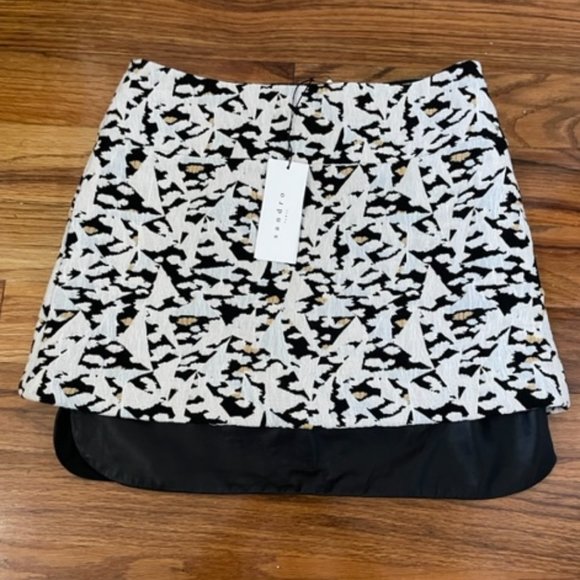 NWT Sandro Mini Skirt w/ Leather trim Sz 2 - Picture 5 of 6